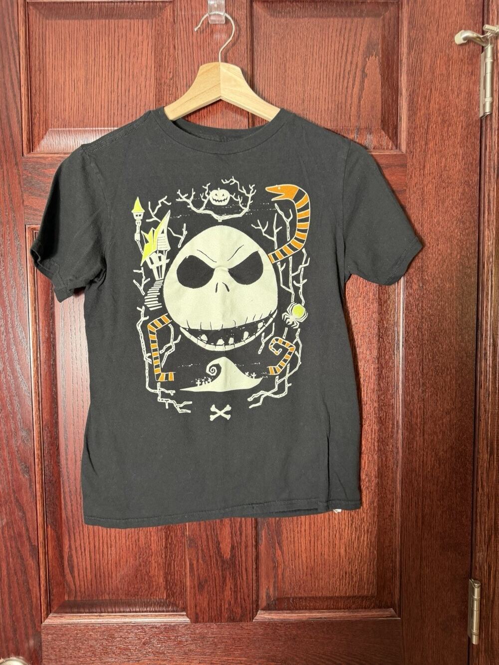 Disney Tim Burton Nightmare Before Christmas Jack Skellington Kids Shirt Sz L